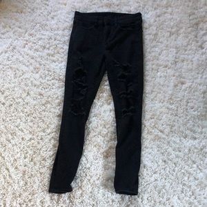 American Eagle Black Ripped Jeggings NEW
